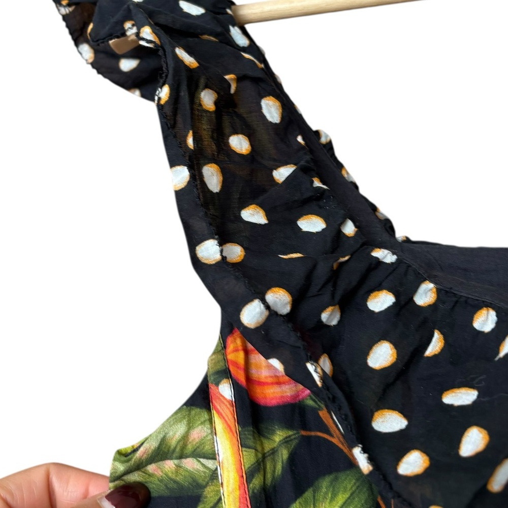 FARM Rio Black Floral Polka Dot Mini Dress - Picture 5 of 13